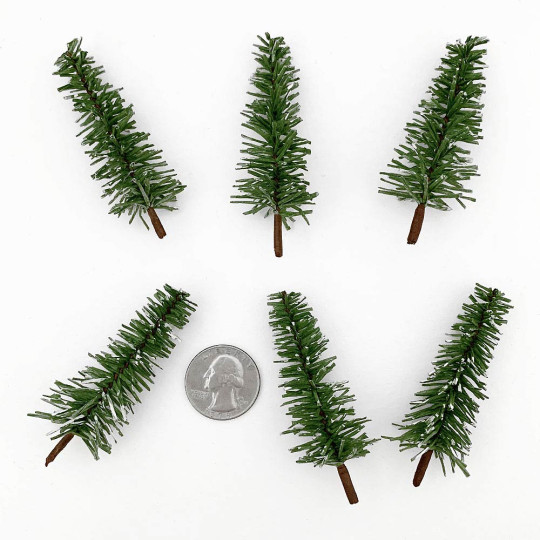 Snowy Paper Christmas Trees ~ Set of 6 Small Trees~ 2-3/4" tall 